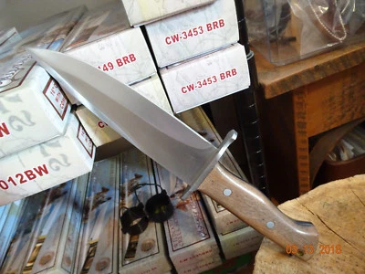 11" CHIPAWAY CUTLERY FIXED BLADE KNIFE WALNUT WOOD HANDLE 440HC S.S SUPER SHARP - Image 1 of 4