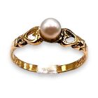 Minimalist Solid 10K Yellow Gold Natural Cultured Pearl Ring 5.25