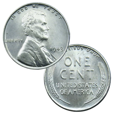 1943 P Steel Penny WWII Wartime Cent in Brilliant Uncirculated BU Condition Cover