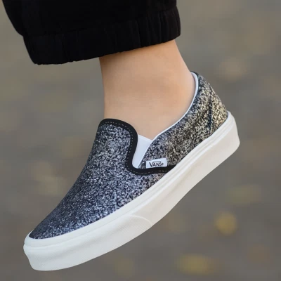 Vans Classic Slip-On Shiny Party Glitzer Sneaker Schwarz Weiß EU35 Neu Limited - Bild 1 von 4