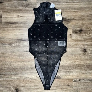 Nike Air mock neck all over print bodysuit in black Woman’s Size S DV8243-010 - Picture 1 of 6