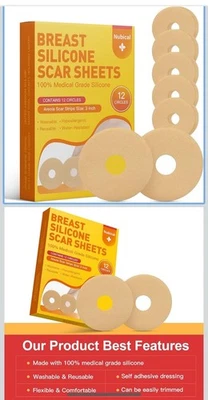 SILICONE SCAR SHEETS for Breast Areola Gel Circles Post Surgery 12ct NUBICAL - Image 1 of 4