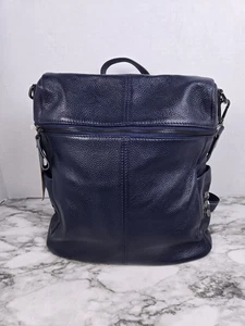 S-Zone - Navy Blue Pebbled Echtleder Damen Rucksack - Neu mit Etikett - Bild 1 von 16