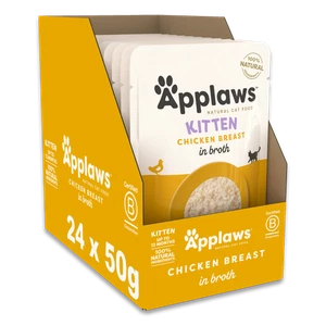 24 x 50g Applaws Natural Kitten Wet Food Pouches Chicken Breast in Broth - Picture 1 of 5