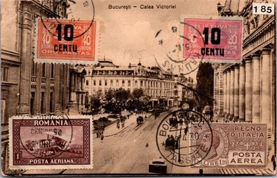 1930 Kaunas Rumania Main Street RPPC foto postal cubierta Foto 1 de 2