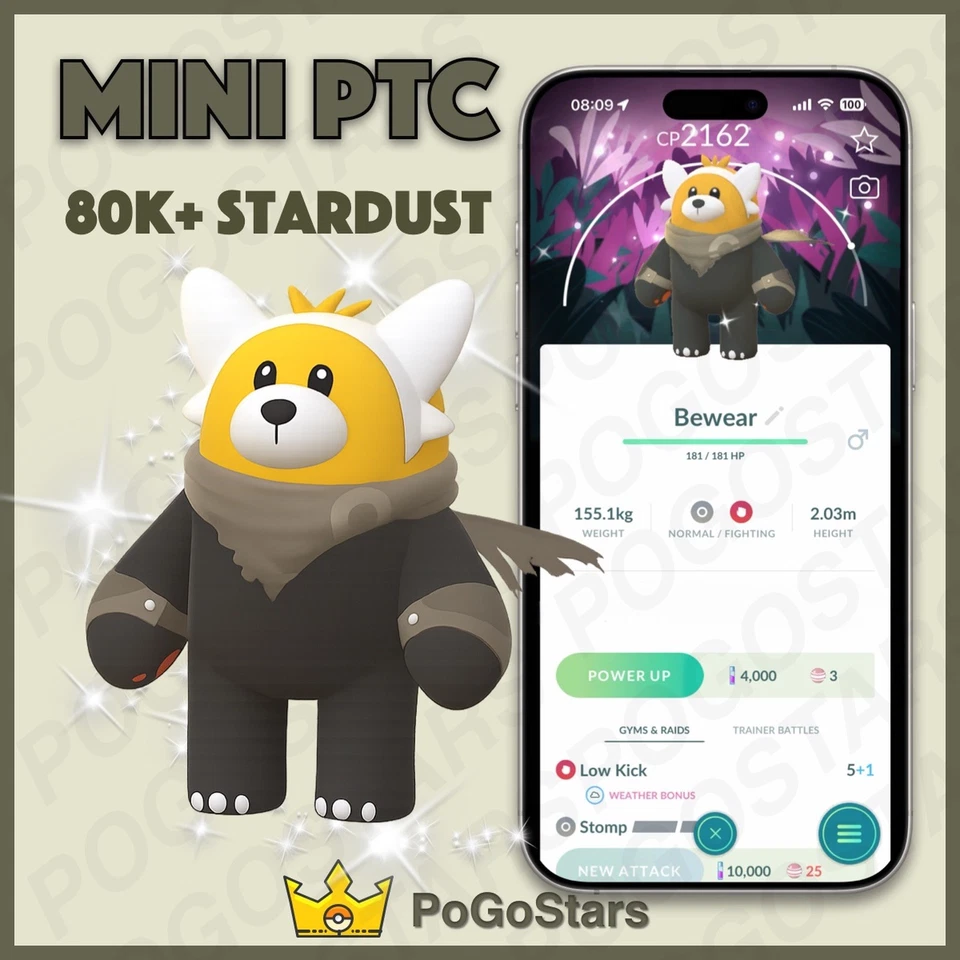 Pokémon PTC GO - Capa salvaje Shiny Bewear - Área salvaje✨Fondo especial✨ - Imagen 1 de 1