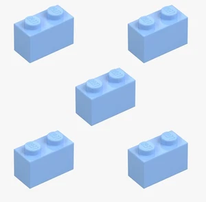5 New LEGO Bright Light Blue 1x2 Brick 3004 building block city creator bricks - Picture 1 of 6