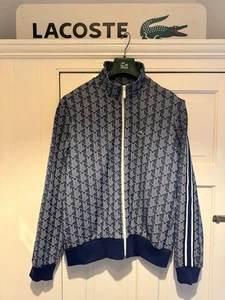 Lacoste Monogram Jacquard Tracksuit Jacket Top Large 5 Blue - Picture 1 of 17