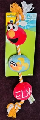 Sesame Street Elmo Pet Dog Toy Rope Plush with 3 Squeakers w/ Goldfish Dorothy - Image 1 of 4