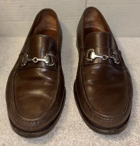 Allen Edmonds "AREZZO" Hombre Cuero Italiano Bit Mocasines 10 3E Marrón - Imagen 1 de 14