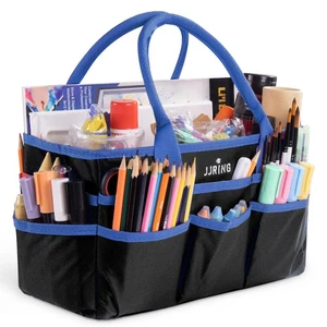 Craft and Art Organizer Tote Bag - 600D Blue Nylon Fabric Art Caddy with Pock... - Picture 1 of 8