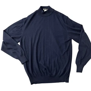90s Marconi Merino Wool Sweater XL Mens Blue Mock Neck Knit Italy Minimalist Vtg - Picture 1 of 10