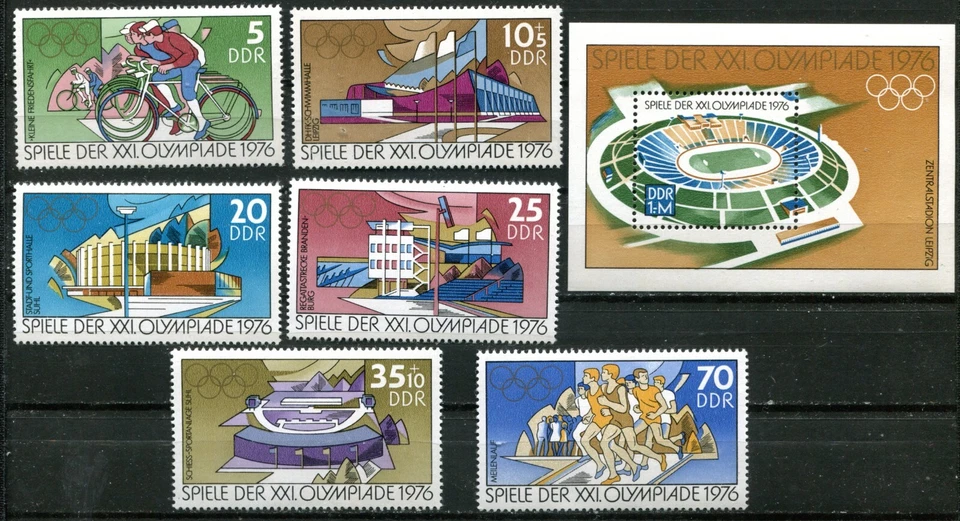 EAST GERMANY D.D.R. 1976, MONTREAL OLYMPIC GAMES, Sc 1722-1725,B180-81, 1726 MNH - Image 1 of 1