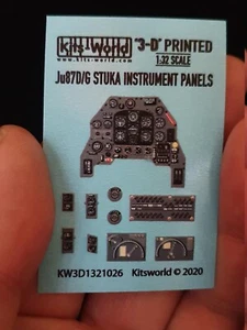 KW3D1321026 Kits-World 3D Calcomanías 1:32 Junkers Ju-87D/G 'Stuka' Panel de Instrumentos - Imagen 1 de 1