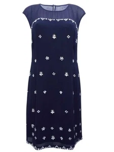 Navy Blue Embellished Dress Long Sequine Tunic Partwear Shher Light Girls  - Picture 1 of 7