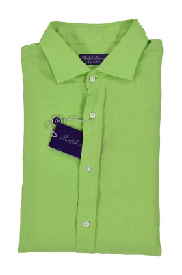 Ralph Lauren фиолетовый ярлык лайм зеленый льняное платье рубашка 15 - 33/34 новый $395 - Изображение 1 из 2