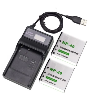 2x Digital Camera Battery NP-40 +LCD Charger for Casio Exilim EX-Z500, EX-Z600 - Picture 1 of 12