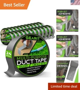 Duct Tape with Heavy-Duty Adhesive 24-Pack, 1.88in, 30yd Each Silver, Waterpr... - Picture 1 of 8