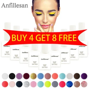 Anfillesan UV LED Nail Gel Polish Soak Off Gel Varnish Base Top Colour Coat 15ml