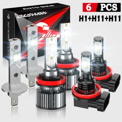 Светодиодные фары дальнего/низкого света для Kia Sedona 2007-2014 6 шт + противотуманные фары - Изображение 1 из 4