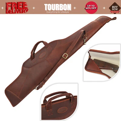 Estuche de Transporte para Rifle de Cuero Genuino Pistola Cubierta de Alcance Deslizante Bolsa Acolchada de Vellón-TURBON Foto 1 de 4