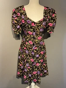 Vintage Joni Blair of California Blumenmusterkleid mit Schulterpolster Größe 9 - Bild 1 von 7