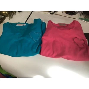 lot 2 Quacker Factory women's top blouse pullover L - Picture 1 of 3