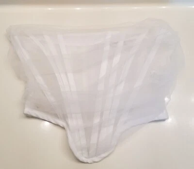 Madrag Lingerie Corset Top Sml White Tulle Mesh Stretch See Through Zip Unlined - Image 1 of 4