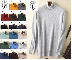 💟17 Color. SUÉTER DE CUELLO ALTO 100 % VISÓN LANA CACHEMIRA VISÓN CACHEMIR - Imagen 1 de 23