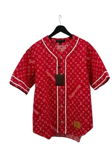 Louis Vuitton x Supreme Denim Baseball Jersey Large 100% Authentic Rare - Picture 1 of 8