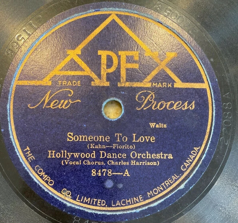Hollywood Dance Orchestra 78 rpm APEX 8478 Someone to Love 1925 V+ - Image 1 of 4