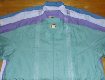 Lot of 4 Haband Guayabera Zip Shirts 5X 5XL Blue White Purple Beach Island Surf - Image 1 of 4