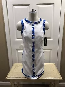 Lauren Ralph Lauren Blue White Sleeveless Dress Size 6 Career Wear MSRP $134 - Picture 1 of 12