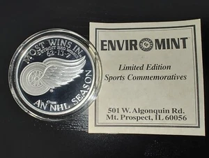 ENVIROMINT Detroit Red Wings Most Wins in an NHL Season 1oz .999 fine silver Ltd - Picture 1 of 2
