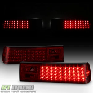 1987-1993 Ford Mustang Red Smoked LED Tail Brake Lights Lamps Left+Right Pair - Picture 1 of 10
