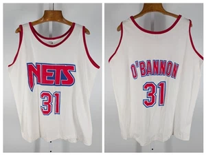 Vintage anni 90 Ed O'Bannon New Jersey Nets 31 Jersey XL USA Brooklyn NBA Basketball - Foto 1 di 5