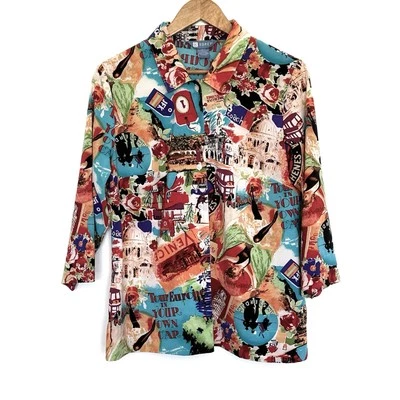 Koret Women’s Shirt Medium Boho Button Up 3/4 Sleeve Collared Top - Image 1 of 4