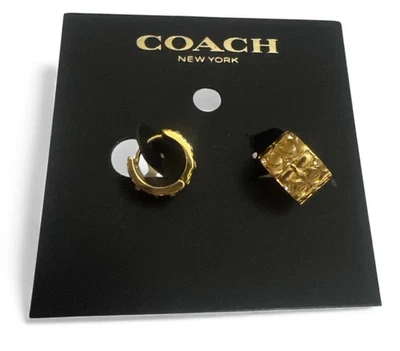 Pendientes Huggie COACH Tono Dorado Acolchados C con Estrás Foto 1 de 4