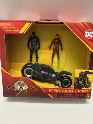 ✨НОВЫЙ✨DC Comics The Flash Batman Batcycle 3pk 4 дюйма фигурки - Изображение 1 из 2