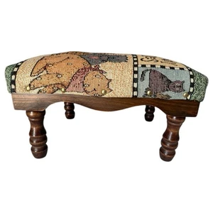 Tapestry Mini Stool Friendly Feline Cat Kitten Kitty Accent Decorative Cushion - Picture 1 of 11