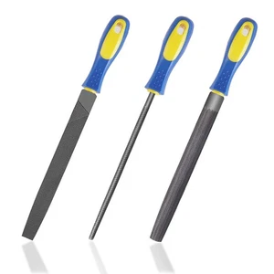 3-Piece 8 Inch Heavy Duty File Set - Flat/Round/Half Round High Carbon Harden... - Picture 1 of 6