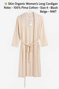 Cárdigan largo orgánico para mujer talla 4 beige 100 % algodón Pima nuevo con etiquetas - Imagen 1 de 15
