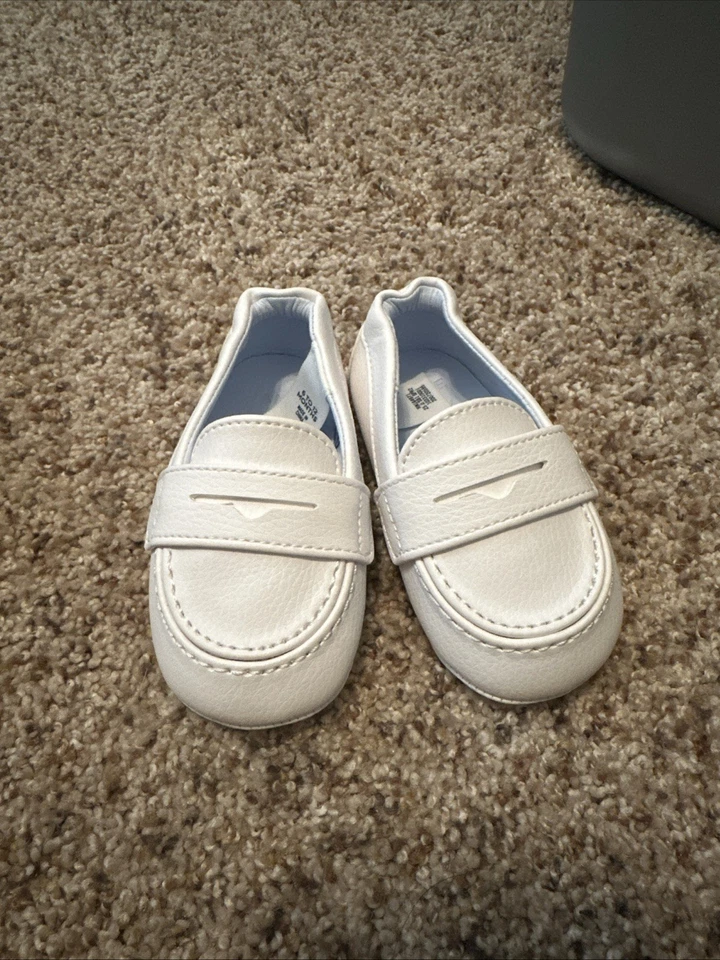 Mocasín bebé Janie And Jack talla 6-12 meses cuero blanco. Nuevo sin etiquetas Foto 1 de 4