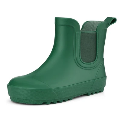 HISEA Niños Tobillo Chelsea Botas de Lluvia PVC Impermeable Botas de Barro Verde-US 1 Niño Grande Foto 1 de 4