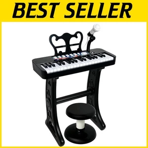 Portable 37-Key Kids Piano with Microphone & Stool - Perfect for Young Musicians - Picture 1 of 11