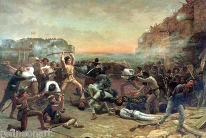 Robert Jenkins Onderdonk Fall of the Alamo Oil Painting repro 30"x50'' - Picture 1 of 1