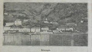 1892.BRISSAGO.Gesehen. TESSIN.SCHWEIZ_Lago Maggiore_Piemont_Xilo_Passepartout.Ätna - Bild 1 von 1