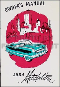1954 Metropolitan Owners Manual 54 Nash and Hudson Owner Guide Book - Bild 1 von 2