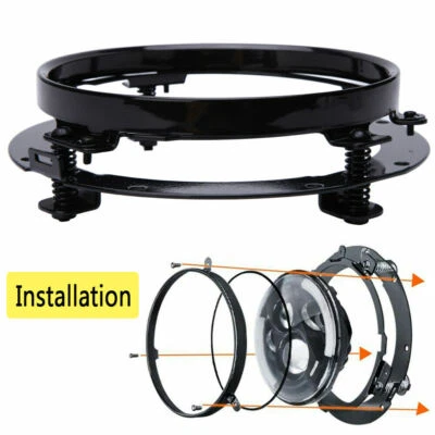 1x 7" Inch Led Headlight Bracket Round Ring for Harley Davidson Motorcycle Black - Image 1 of 4