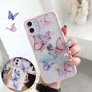 Glitter Butterfly Phone Case For iPhone 16 14 15 Pro Max 13 11 12 XR Soft Cover - Picture 1 of 14